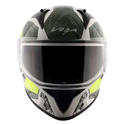 VEGA Bolt Rapid White Neon Yellow Full Face Helmet