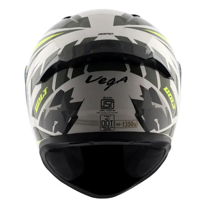 VEGA Bolt Rapid White Neon Yellow Full Face Helmet