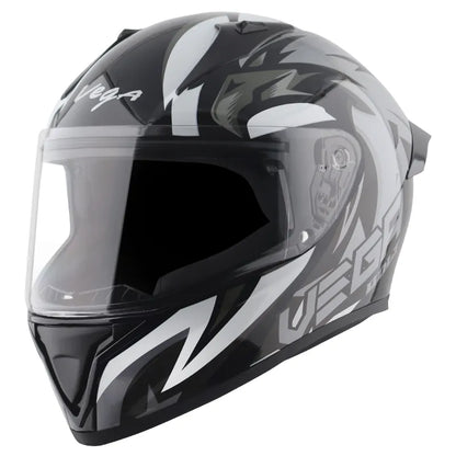 VEGA Bolt Superhero Black Grey Full Face Helmet
