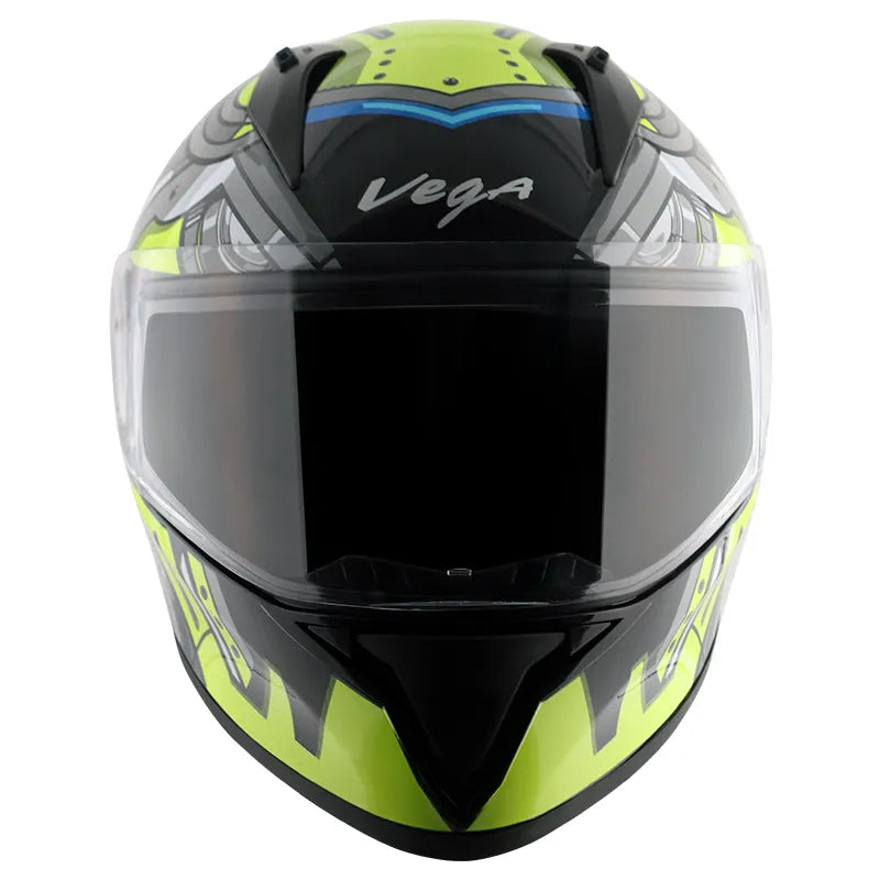 VEGA Bolt Superhero Black Neon Yellow Full Face Helmet