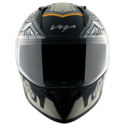 VEGA Bolt Superhero Dull Black Grey Full Face Helmet