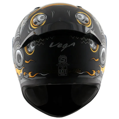 VEGA Bolt Superhero Dull Black Grey Full Face Helmet