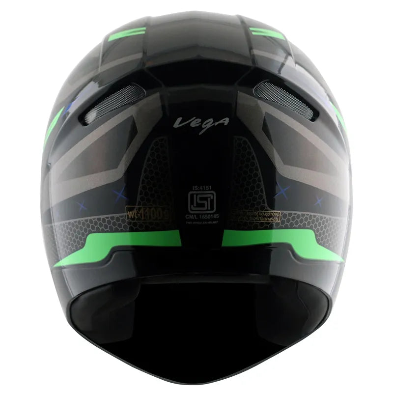 VEGA Breeze Dx Ricco Black Neon Green Full Face Helmet