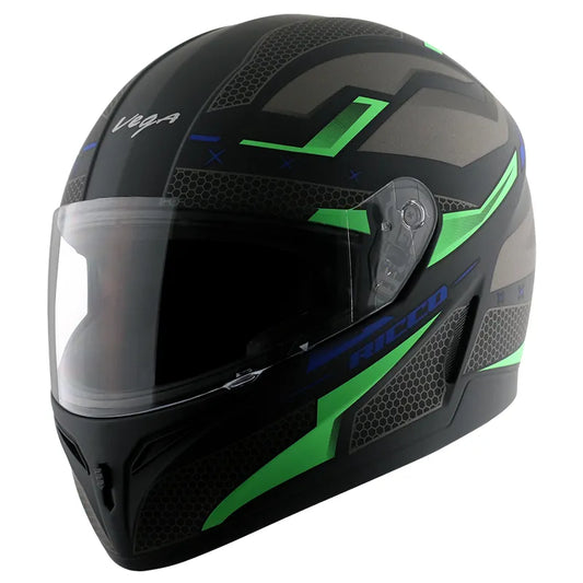 VEGA Breeze Dx Ricco Dull Black Neon Green Full Face Helmet