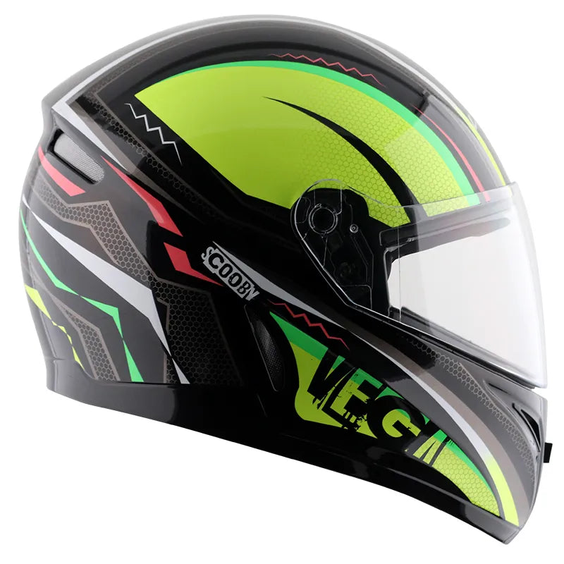 VEGA Breeze Dx Scooby Black Neon Yellow Full Face Helmet