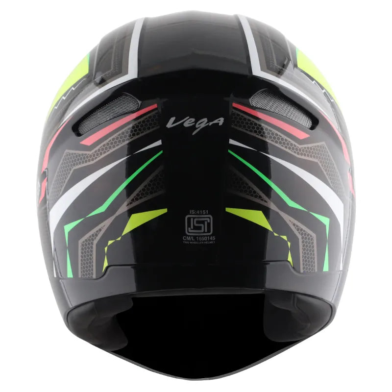 VEGA Breeze Dx Scooby Black Neon Yellow Full Face Helmet