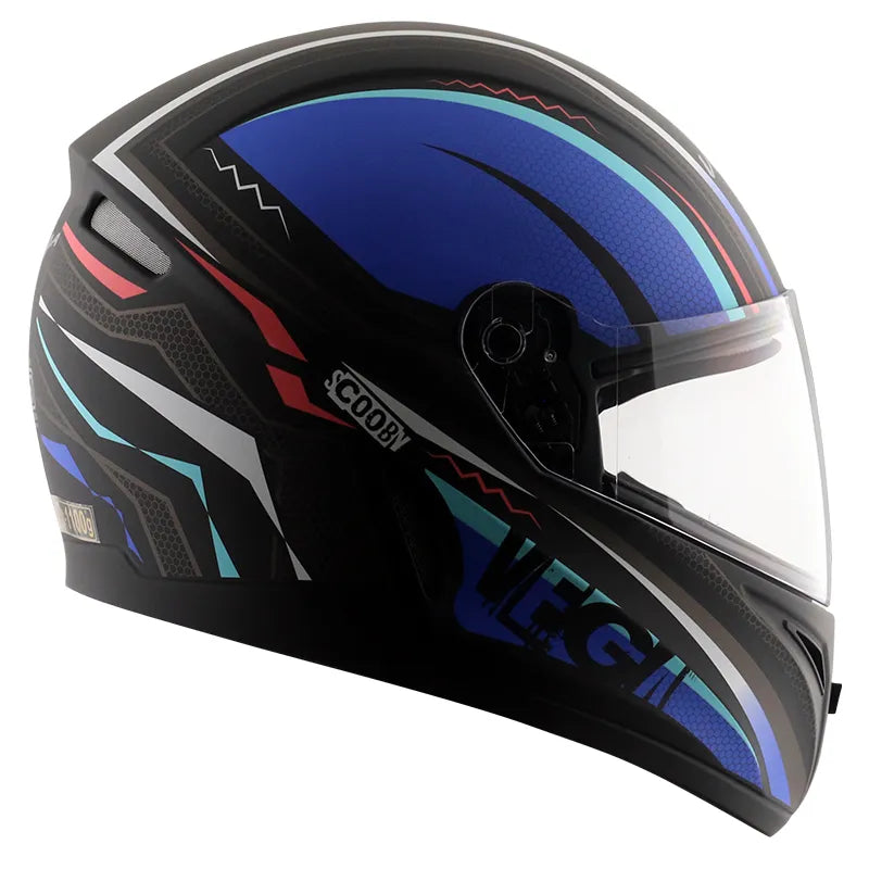 VEGA Breeze Dx Scooby Dull Black Blue Full Face Helmet