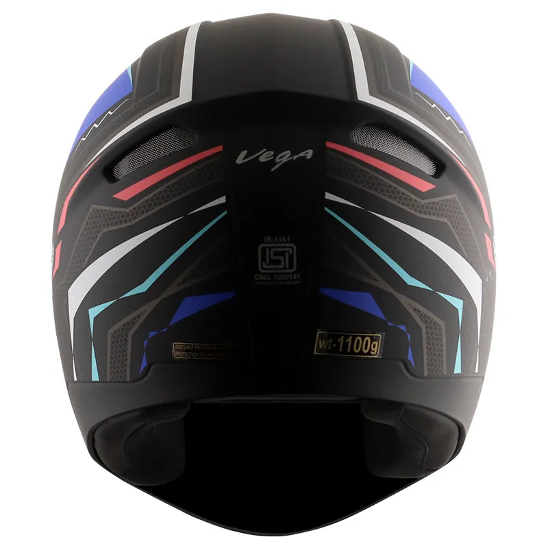 VEGA Breeze Dx Scooby Dull Black Blue Full Face Helmet