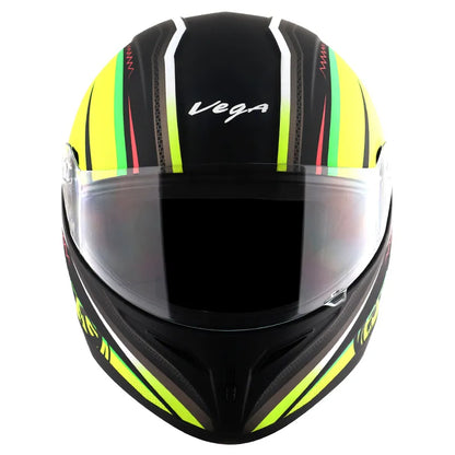 VEGA Breeze Dx Scooby Dull Black Neon Yellow Full Face Helmet