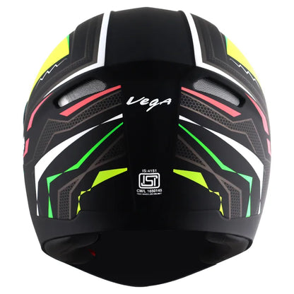 VEGA Breeze Dx Scooby Dull Black Neon Yellow Full Face Helmet