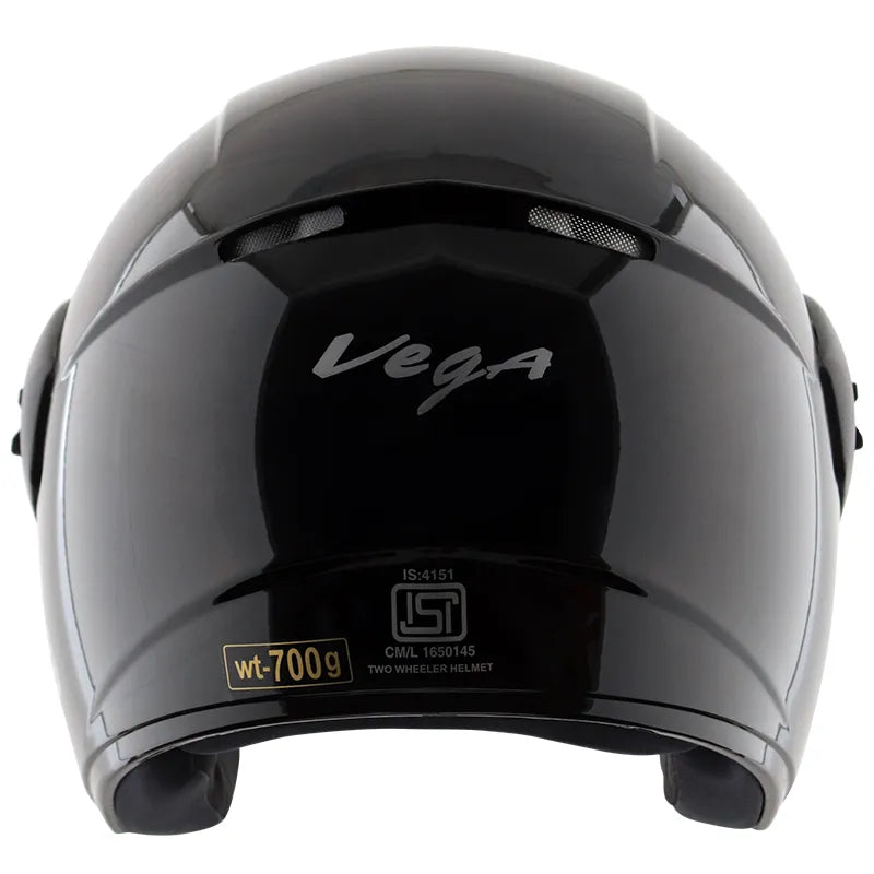 VEGA Buds Dx Without Peak Black Half Face Helmet
