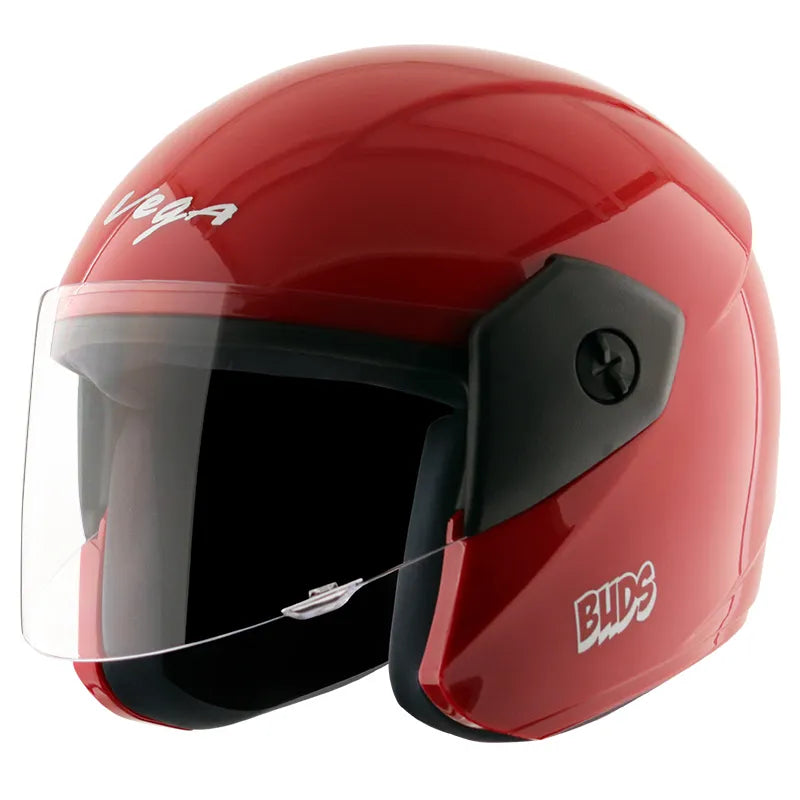 VEGA Buds Dx Without Peak Red Half Face Helmet