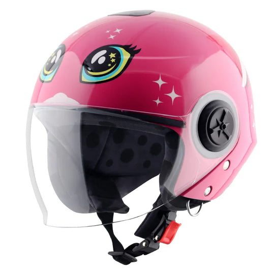 VEGA Chap Dx Pony Pink White Half Face Helmet