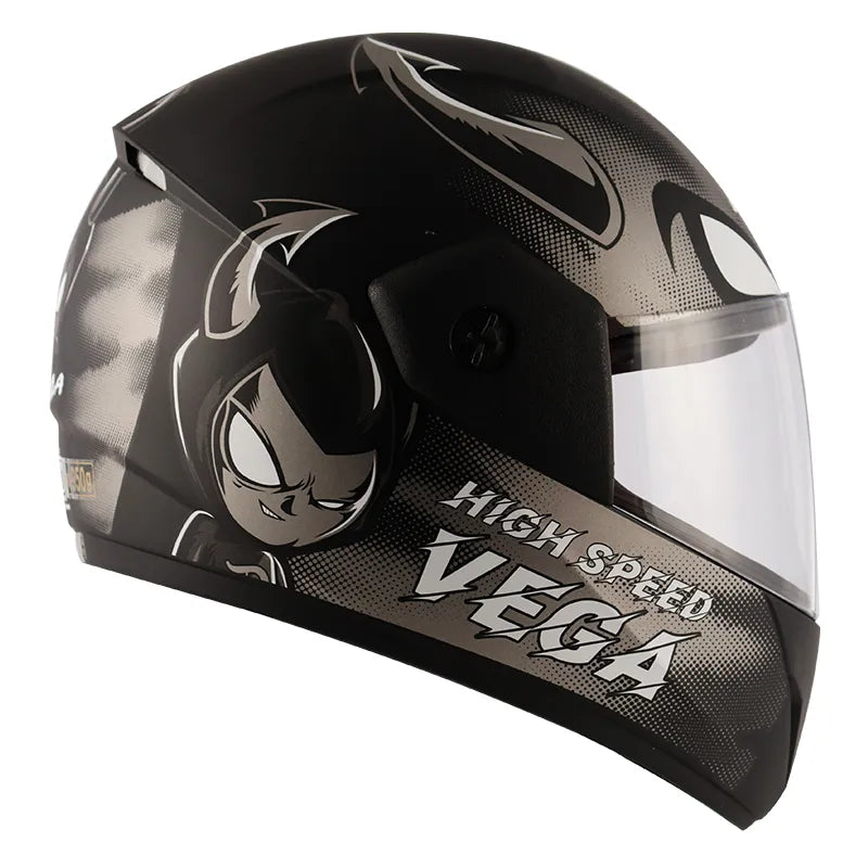 VEGA Cliff Devil Dull Black Grey Full Face Helmet