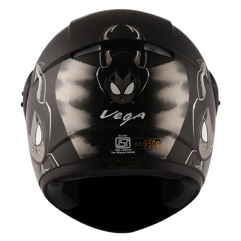 VEGA Cliff Devil Dull Black Grey Full Face Helmet