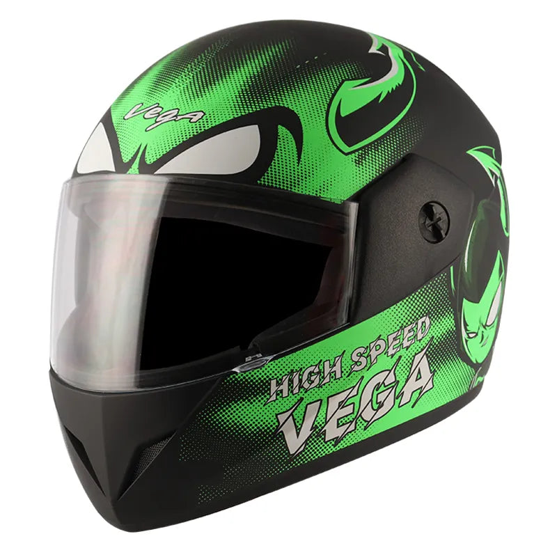 VEGA Cliff Devil Dull Black Neon Green Full Face Helmet