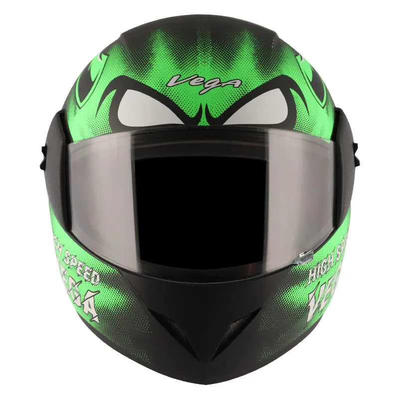 VEGA Cliff Devil Dull Black Neon Green Full Face Helmet