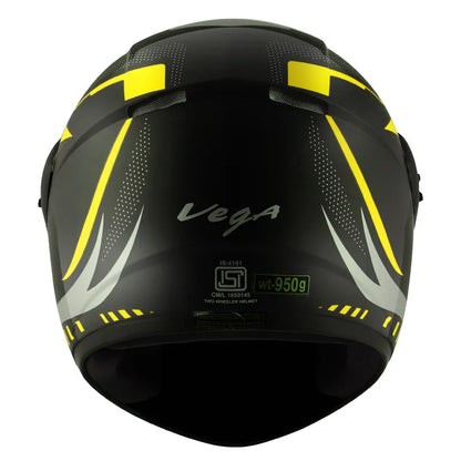 VEGA Cliff Styler Black Neon Yellow Full Face Helmet