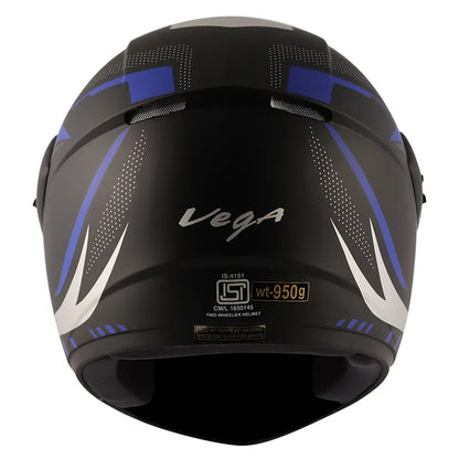 VEGA Cliff Styler Dull Black Blue Full Face Helmet