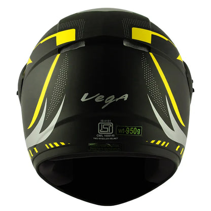 VEGA Cliff Styler Dull Black Neon Yellow Full Face Helmet
