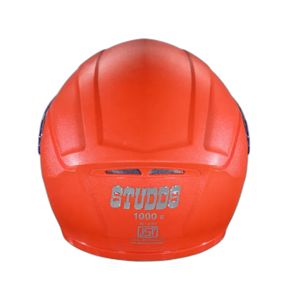 STUDDS Crest Fluorescent Orange Full Face Helmet