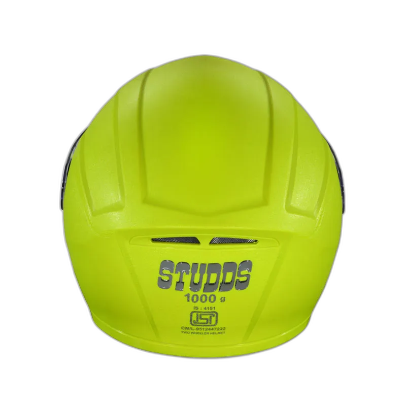 STUDDS Crest Fluorescent Yellow Full Face Helmet