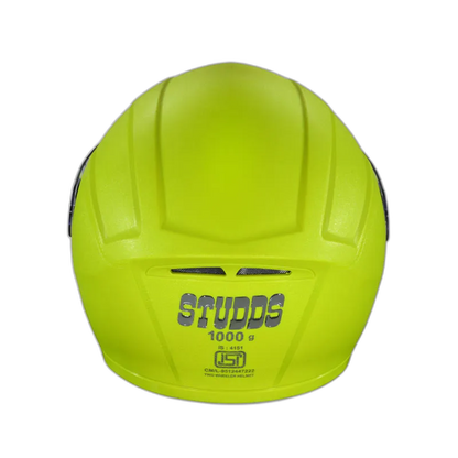 STUDDS Crest Fluorescent Yellow Full Face Helmet