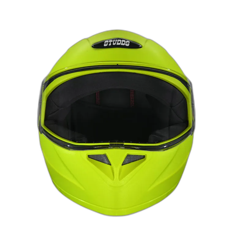STUDDS Crest Fluorescent Yellow Full Face Helmet