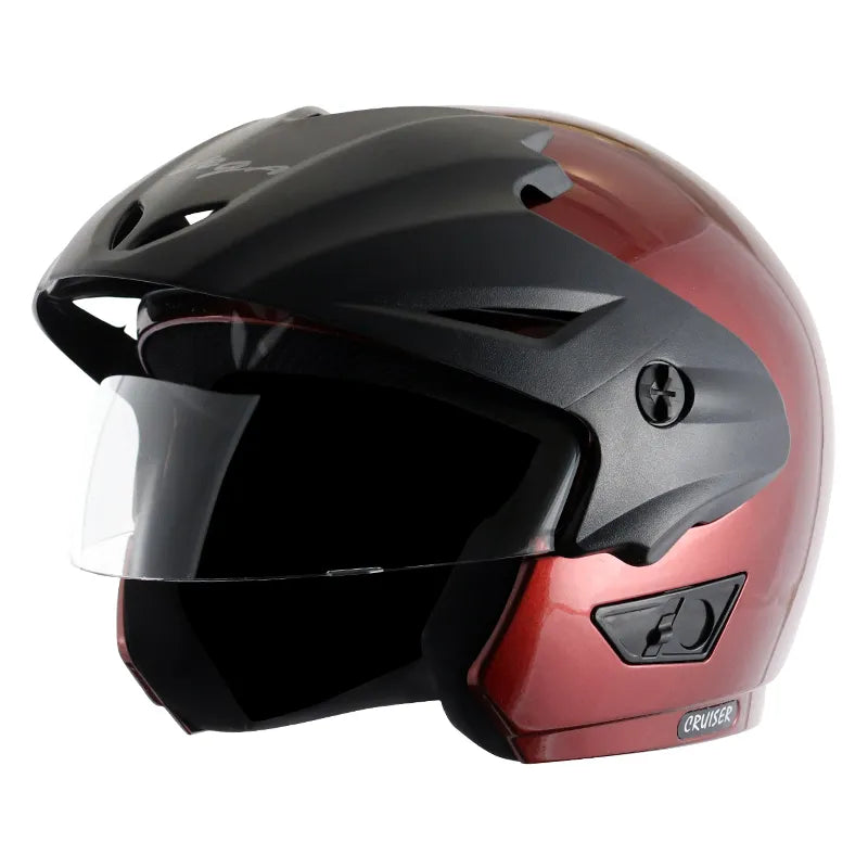 Vega Cruiser Burgundy Half Face Helmet