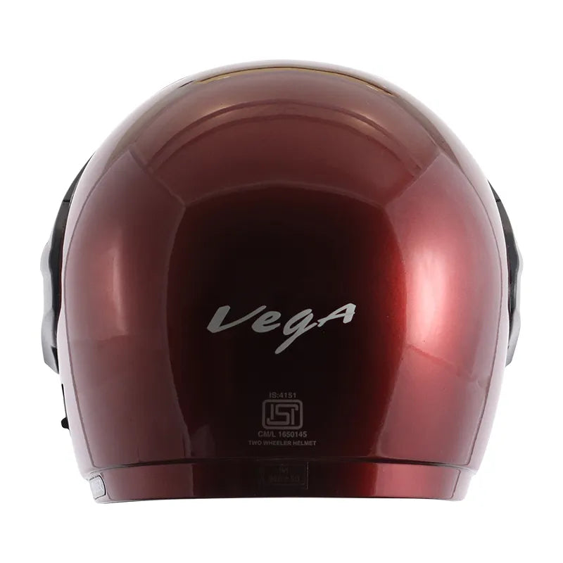 Vega Cruiser Burgundy Half Face Helmet