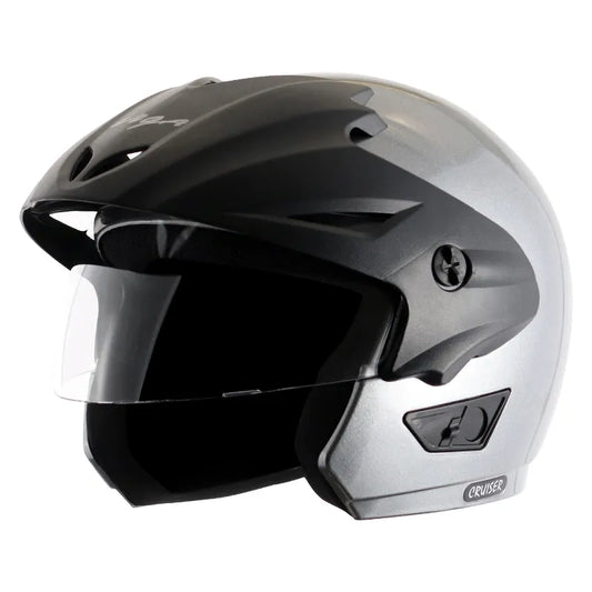 VEGA Cruiser Silver Half Face Helmet