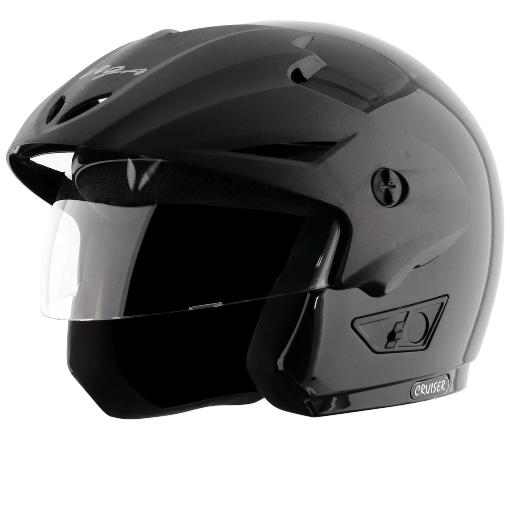 VEGA Cruiser Without Peak Black Half Face Helmet
