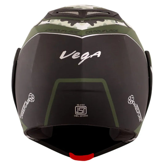 VEGA Crux Dx Camouflage Dull Black Battle Green Flip Up Helmet