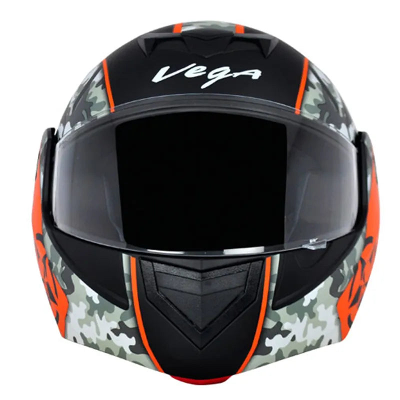 VEGA Crux Dx Camouflage Dull Black Orange Full Face Helmet