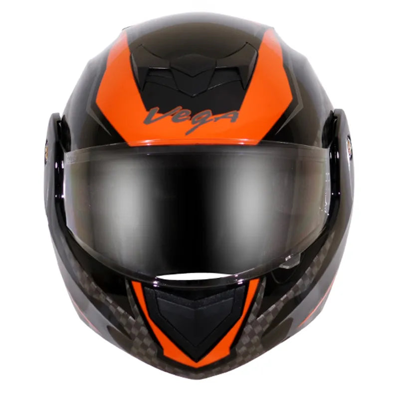 VEGA Crux Dx Checks Black Orange Full Face Helmet