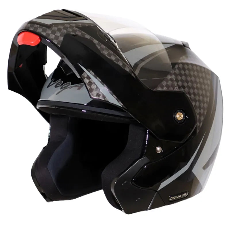 VEGA Crux Dx Checks Black Silver Full Face Helmet