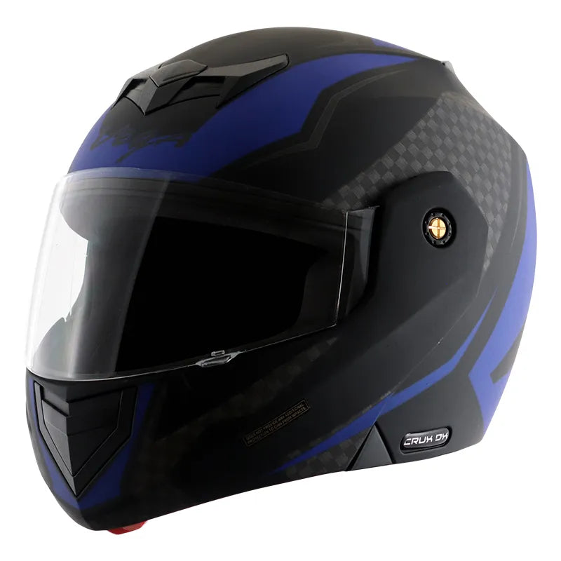 VEGA Crux Dx Checks Dull Black Blue Full Face Helmet