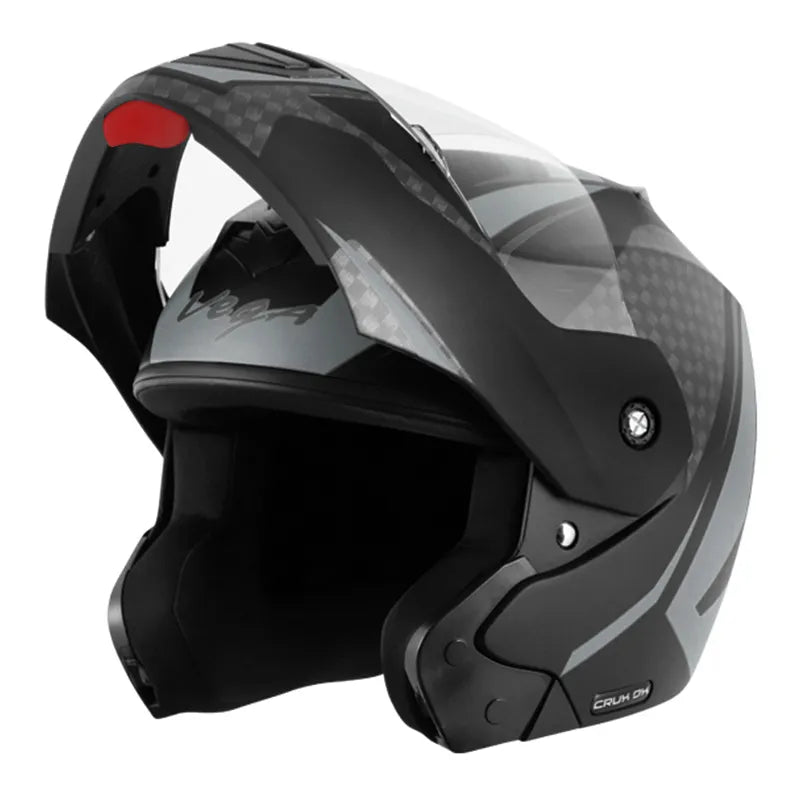 Vega Crux Dx Checks Dull Black Silver Full Face Helmet