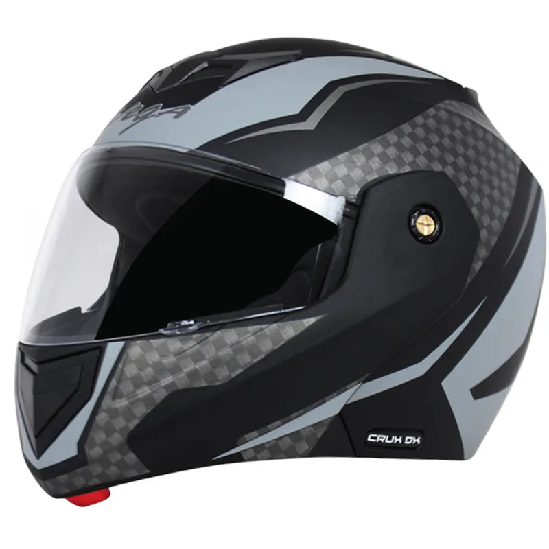 Vega Crux Dx Checks Dull Black Silver Full Face Helmet