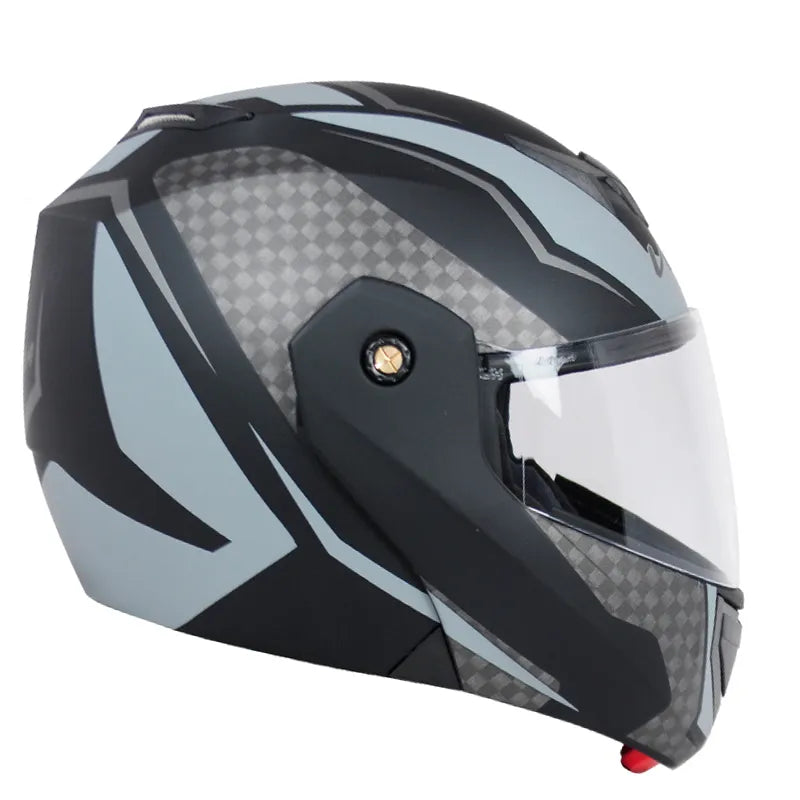 Vega Crux Dx Checks Dull Black Silver Full Face Helmet