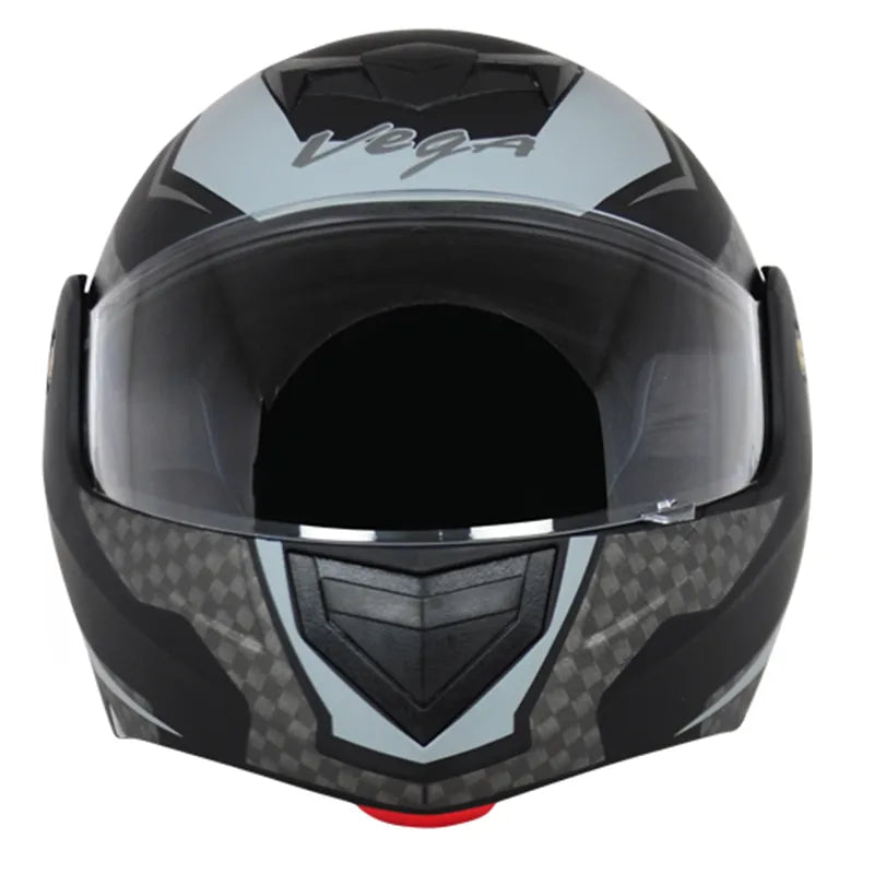 Vega Crux Dx Checks Dull Black Silver Full Face Helmet
