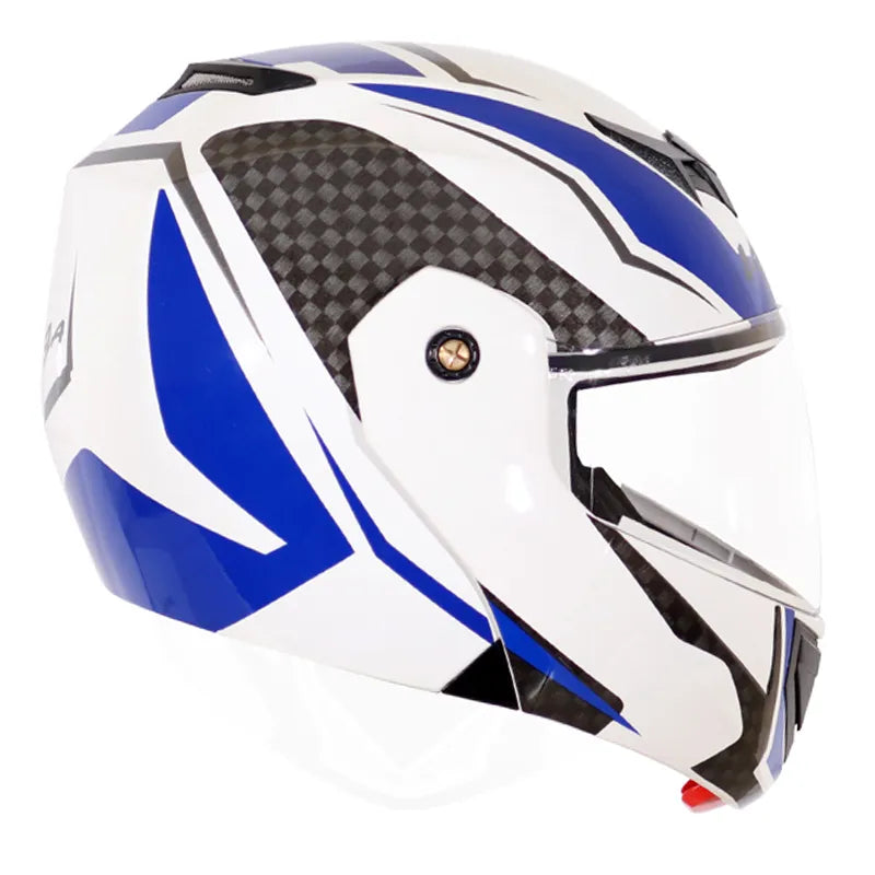 VEGA Crux Dx Checks White Blue Full Face Helmet
