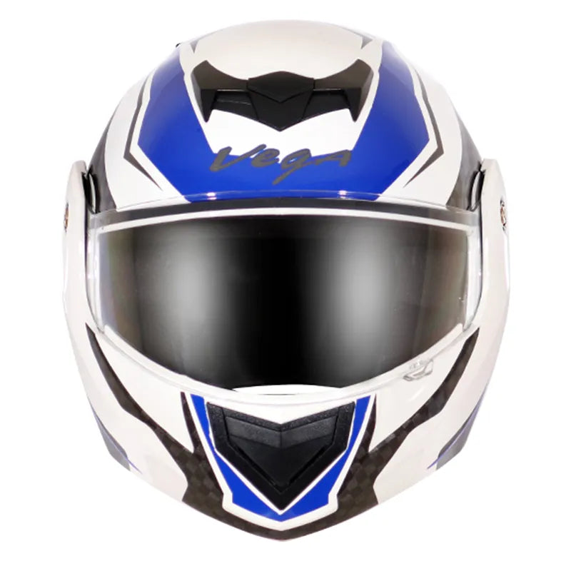 VEGA Crux Dx Checks White Blue Full Face Helmet