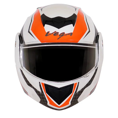 VEGA Crux Dx Checks White Orange Full Face Helmet