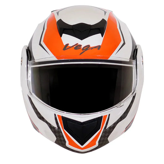 VEGA Crux Dx Checks White Orange Full Face Helmet