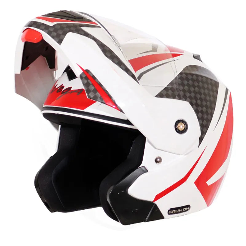 VEGA Crux Dx Checks White Red Full Face Helmet