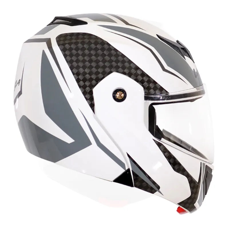 VEGA Crux Dx Checks White Silver Full Face Helmet