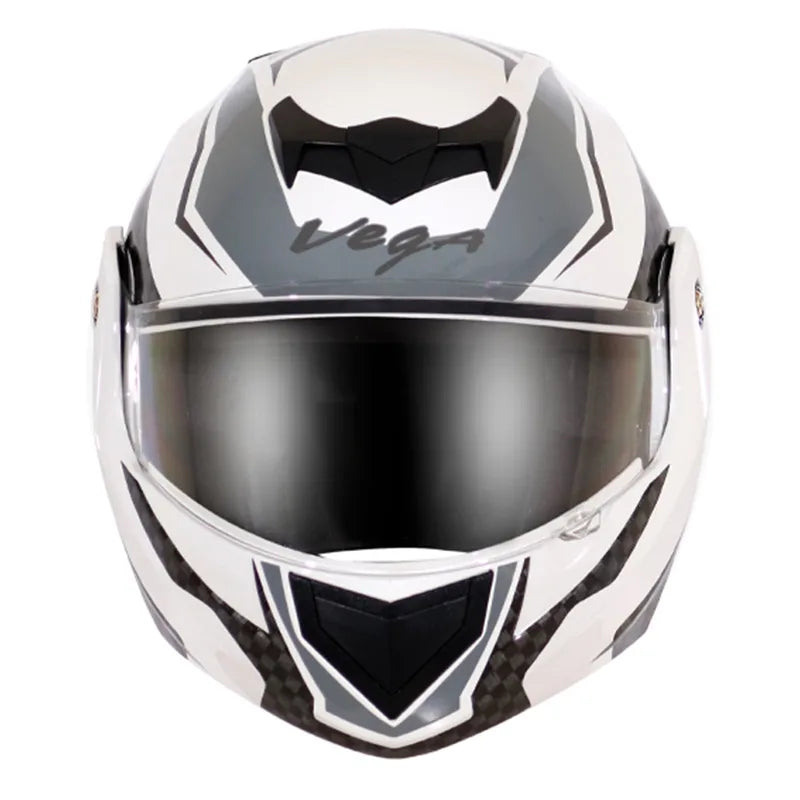 VEGA Crux Dx Checks White Silver Full Face Helmet