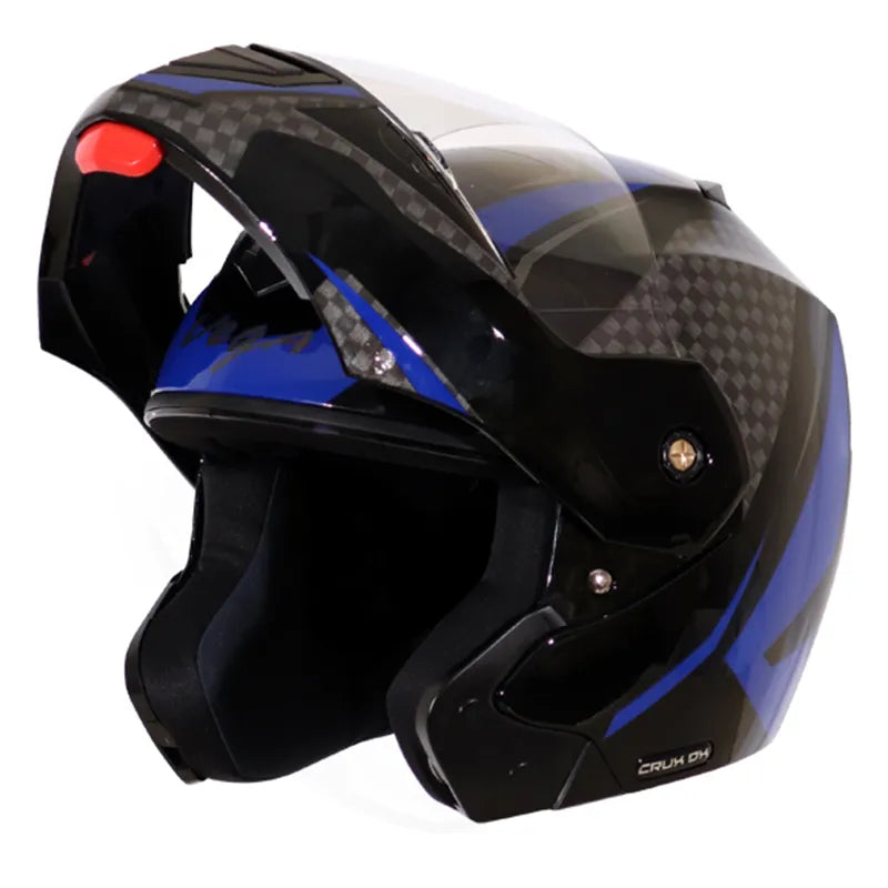 VEGA Crux Dx Dual Visor Checks Black Blue Flip Up Helmet