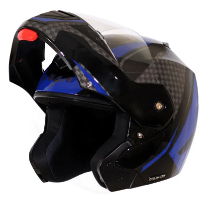 VEGA Crux Dx Dual Visor Checks Black Blue Flip Up Helmet